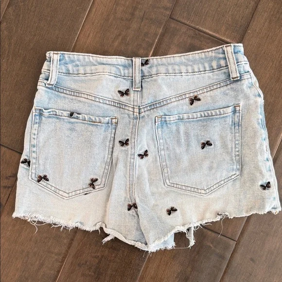 RSQ Light Blue Jean Shorts with Butterfly Embroidery - Picture 2 of 2